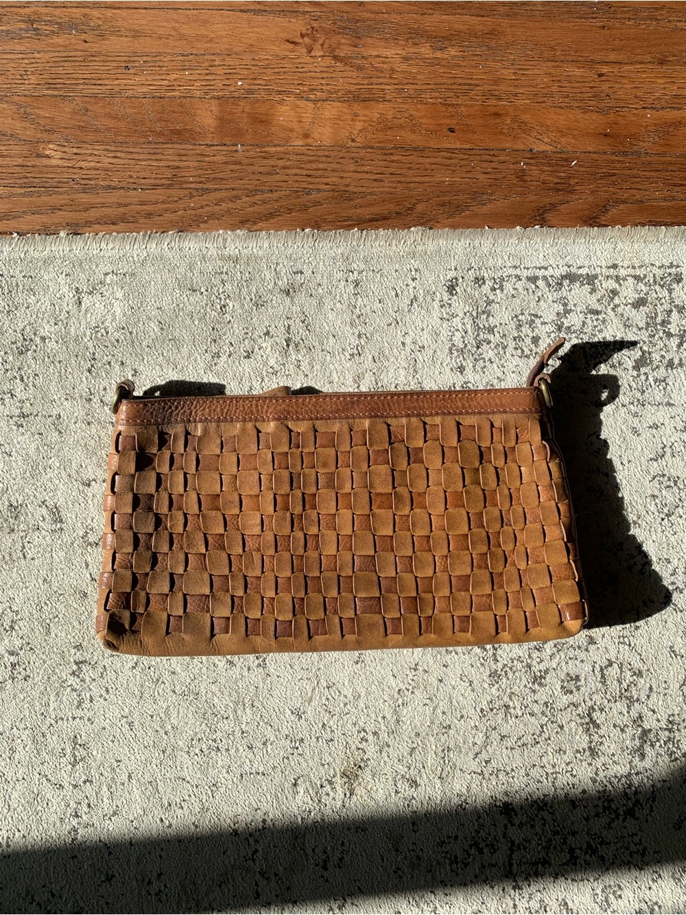 Woven Leather Women’s Clutch Bag in Brown